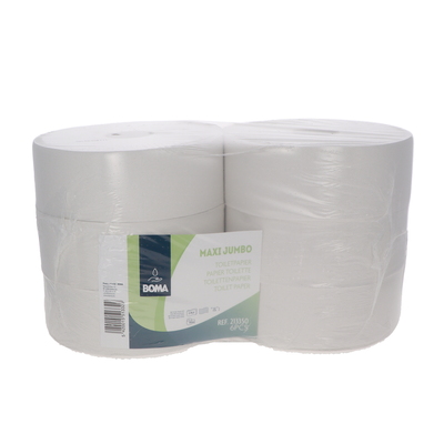 213350: Maxi Jumbo Toiletpapier - recycled tissue - 2-laags - 360 m - WIT - 6 rollen