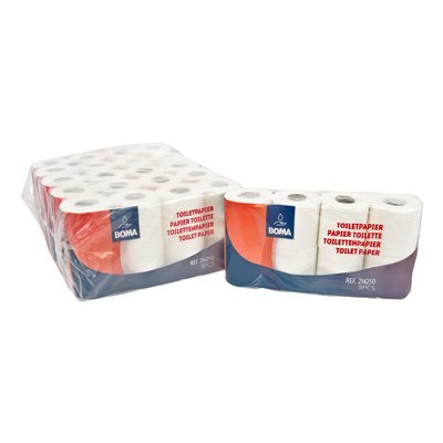 776973: Traditioneel toiletpapier - zuiver tissue - 3 laags - 250 vel - gewafeld - WIT - 48 rollen (6x8)