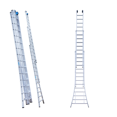 667314: Schuifladder 3-delig - 3 x 14 treden - 3,75/8,25 m - 31,4 kg