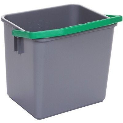 713326: Emmer - 6 l - GRIJS - handvat GROEN