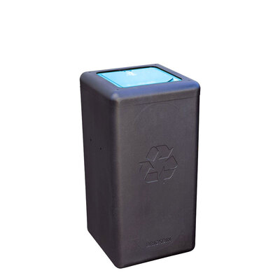 750108: Bomabin Select Brick - 65 l - ZWART - gesloten deksel BLAUW