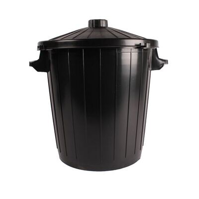 750262: Afvalton kunststof met deksel - 50 l - ZWART