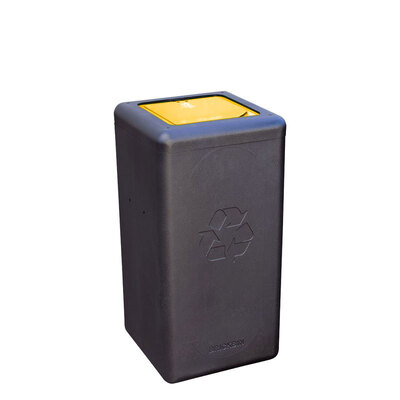 750294: Bomabin Select Brick - 65 l - ZWART - gesloten deksel GEEL