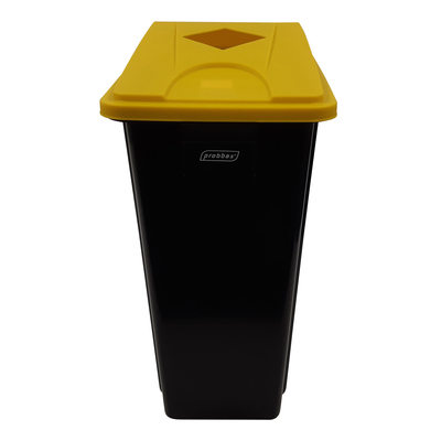 750382: Bomabin Select Flat met universeel deksel - 80 l - ZWART - deksel GEEL