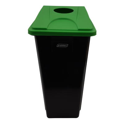 750386: Bomabin Select Flat met flessendeksel - 60 l - ZWART - deksel GROEN