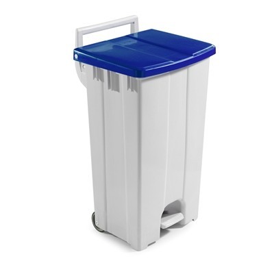 751470: Bomabin Select Pedal Classic - 90 l - WIT - deksel BLAUW