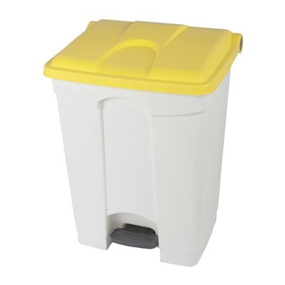 755446: Bomabin Select Pedal Classic - 70 l - WIT - deksel GEEL