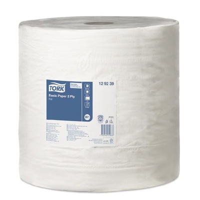 770132: Tork Universal Basic poetspapier - 2 laags - 680 m x 36,9 cm - 2000 vel - 1 rol - WIT - 129239