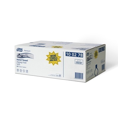 779010: Tork Premium Hand Towel Singlefold Soft 2ply 23x23cm 15x200pcs - 100278