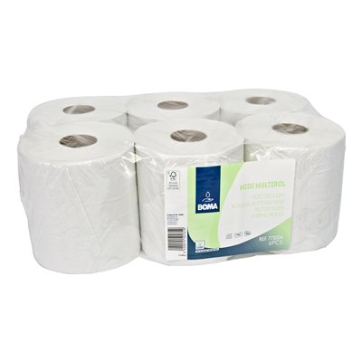773004: Midi Centerfeed Multirol - recycled tissue - 1 laags - 300 m x 19,5 cm - WIT - 6 rollen