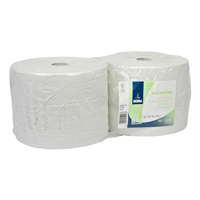 773005: Maxi Multirol - recycled tissue - 2 laags - 555 m x 25 cm - WIT - 2 rollen