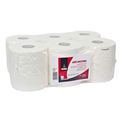 774953: Midi Centerfeed Multirol - zuiver tissue - 2 laags - 160 m x 20 cm - WIT - 6 rollen