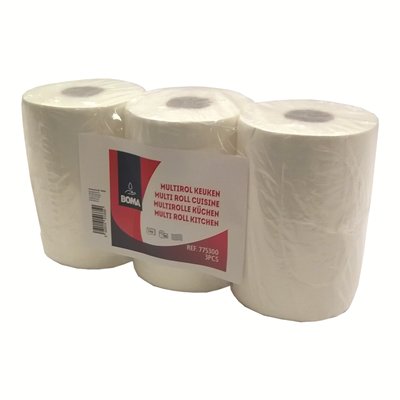 775300: Keukenrol / multirol - zuiver tissue - 2-laags - 280 vel - gewafeld - WIT - 3 rollen