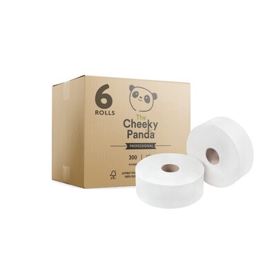213350: Maxi Jumbo Toiletpapier - bamboe tissue - 2-laags - 300 m - WIT - 6 rollen - Cheeky Panda