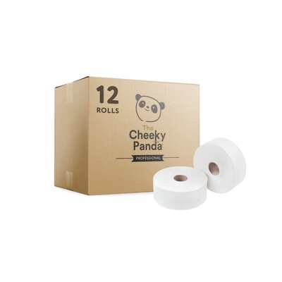 775972: Mini Jumbo Toiletpapier - bamboe tissue - 2-laags - 150 m - WIT - 12 rollen - Cheeky Panda