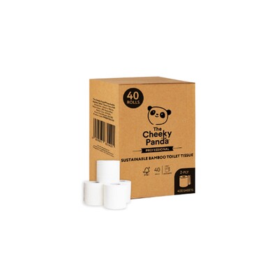 770158: Traditioneel toiletpapier - bamboe tissue - 2-laags - 48 m - 400 vel - WIT - 40 rollen - Cheeky Pand