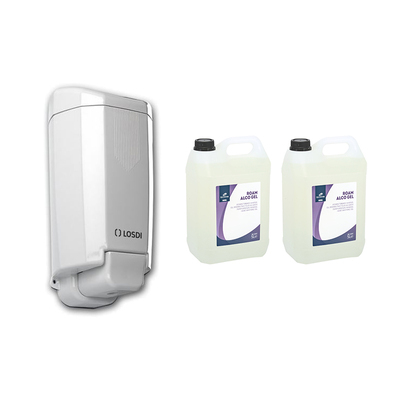 777927: Hygiėnepakket 1: Zeepdispenser Malaga + 2 x 5L Roam Alco-Gel
