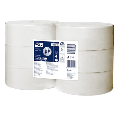 T246040: Tork Toilet Paper Jumbo Roll - 2 plis - 360 m x 9.4 cm - BLANC - 6 pièces - 120272