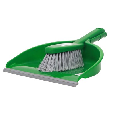 Balai à main en PVC + pelle à poussière en plastique - VERT
