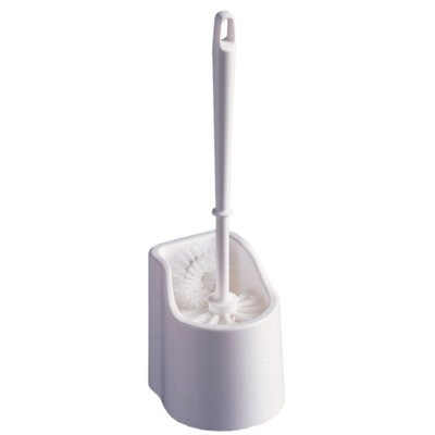 Toilet brush set with edge cleaner - WHITE