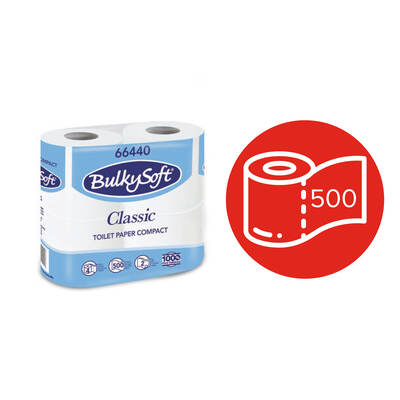 Papier toilette traditionnel premium 2 plis tissu doux blanc en cellulose, 500 feuilles (10x4) 40 rouleaux