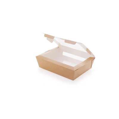 Salade bakje kraft karton 1000ml met venster 190x150x50mm 200st - Inclusief FOST PLUS bijdrage