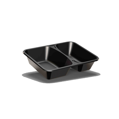 Bakje Rechthoekig Cpet 2vaks Zwart 227x177x43mm 1050ml 320st