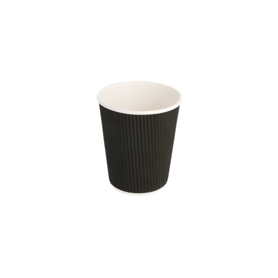 Koffiebeker Geribbeld Zwart 240ml 8oz 1000st - Inclusief FOST PLUS bijdrage