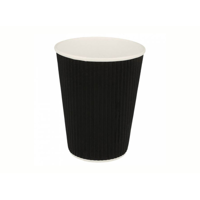 Ribbed Black Paper Coffee Cup