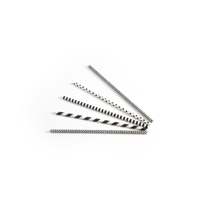 Straw paper (FSC) black/white ø6mm/20cm 24x200pcs