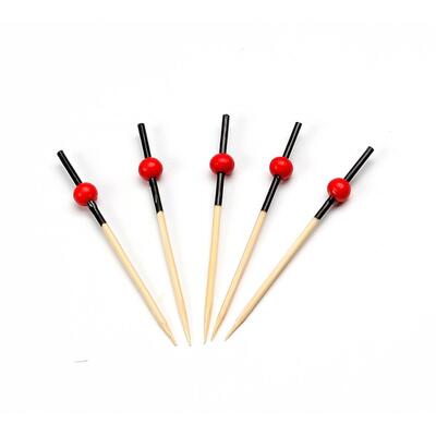 Pick bamboo, black with red ball 7cm 250pcs