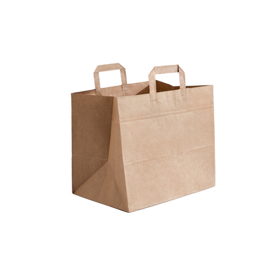 Draagtas in bruine kraft met handvat - 32 x 16 x 27 cm - 250 stuks