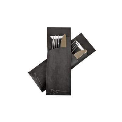 Large Cutlery Bag Black With Airlaid Napkin White 236x85mm 325pcs