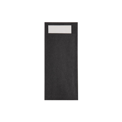 Pochette à couverts noire serviette blanche 200x85mm 500pcs