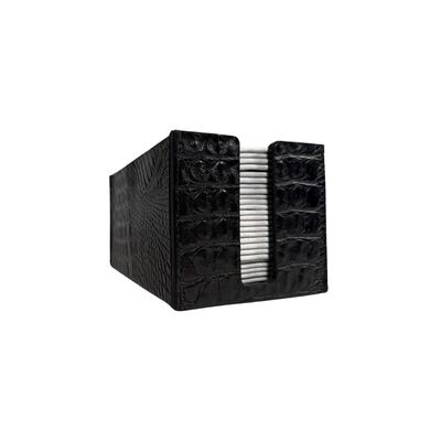 Servethouder Leder Medium Zwart Crocomotief 21x11,5x11,5cm