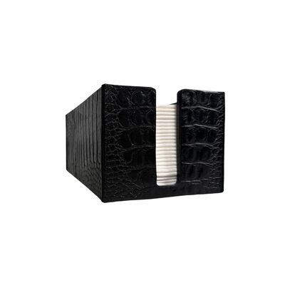 Napkin holder leather black croco motif 25,5x13,5x11,5cm