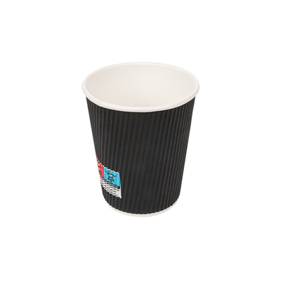 Koffiebeker geribbeld zwart 240ml 8oz 33x25st - Inclusief FOST PLUS bijdrage