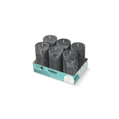 Bougie cylindrique 68x130mm durée de combustion 43h 6pcs antracite