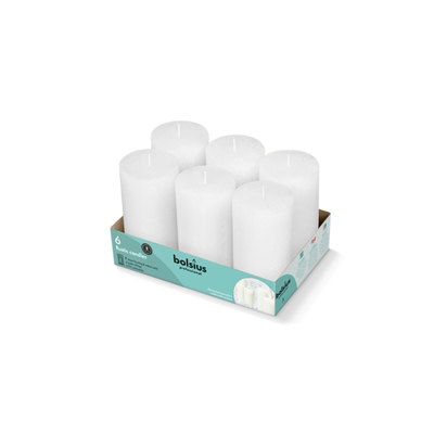Bougie cylindrique 68x130mm durée de combustion 43h 6pcs blanche
