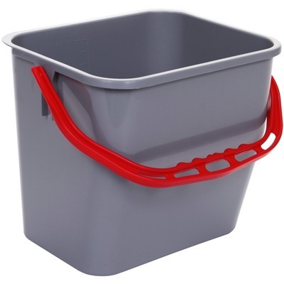 Emmer - 12 l - GRIJS - handvat ROOD