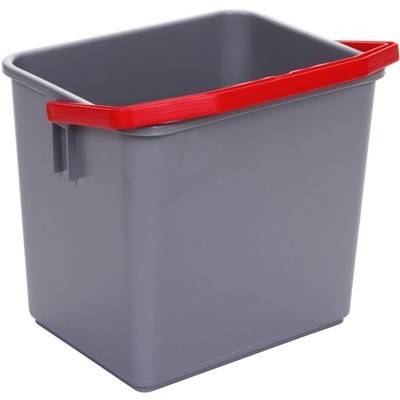 Emmer - 6 l - GRIJS - handvat ROOD