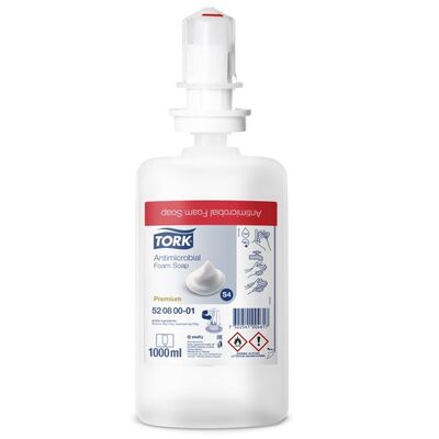 Tork Antimicrobial Foam Zeep - 1 l - 520800 - EN 1499 - BE-LUX Only (Lot: 520800)