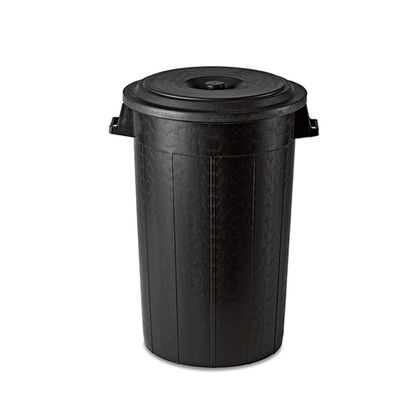 Waste barrel plastic with lid - 100 l - BLACK