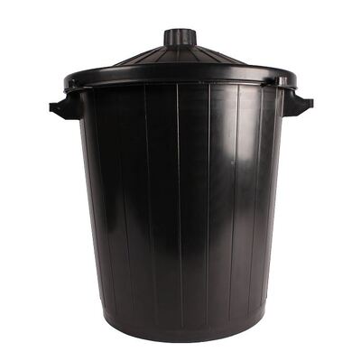 Waste barrel plastic with lid - 80 l - BLACK
