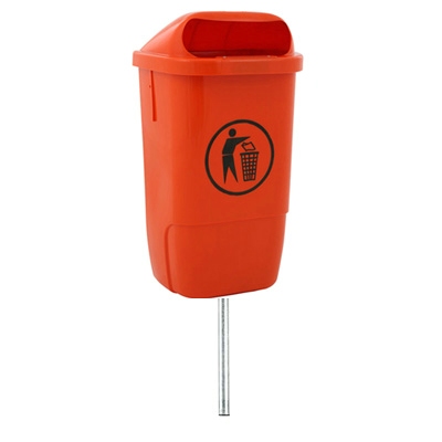 Papierkorf Hamburg met paal - 50 l - ORANJE
