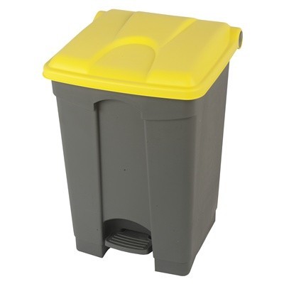 Pedaalemmer Color - 45 l - GRIJS - deksel GEEL
