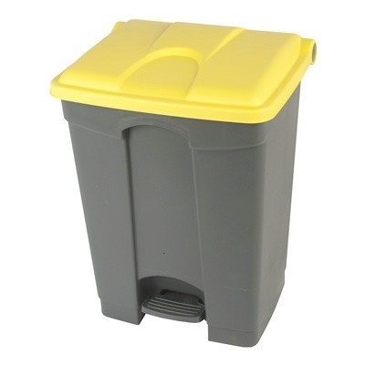 Pedaalemmer Color - 70 l - GRIJS - deksel GEEL