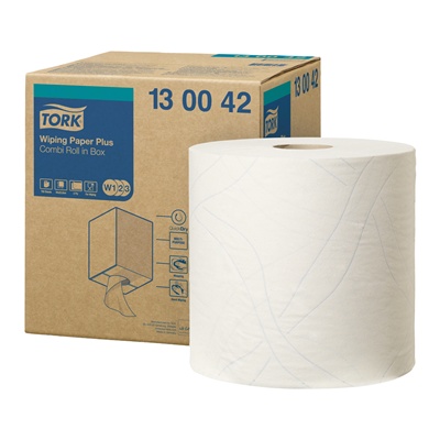 Tork Premium Wiping Plus poetspapier - 2 laags - 255 m x 23,5 cm - 1 rol - WIT - 130042