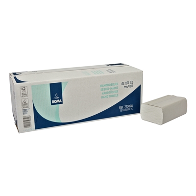 Multifold handdoekjes - recycled tissue - 2 laags - 24 x 21 cm - WIT - 2250 stuks (15x150)