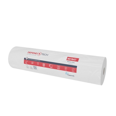 Medical examination roll - virgin tissue - 2 ply - 50 m x 59 cm - 143 sheets - WHITE - 9 rolls